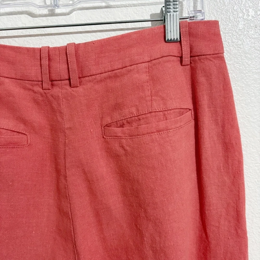 Banana Republic Lina High Rise Straight Leg Linen Trouser Pant in‎ Coral